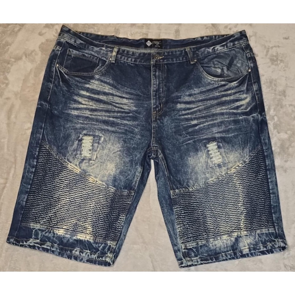 Road Narrows Shorts Mens 46 Blue Jorts Streetwear Steampunk Grunge Ribbed Accent